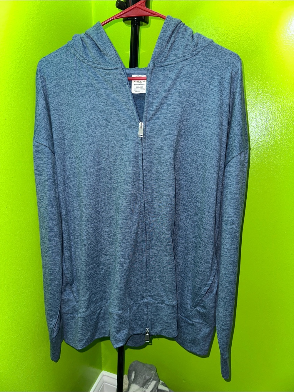 Athletic Works Blue Heather Full-Zip Hooded Sweatshirt
